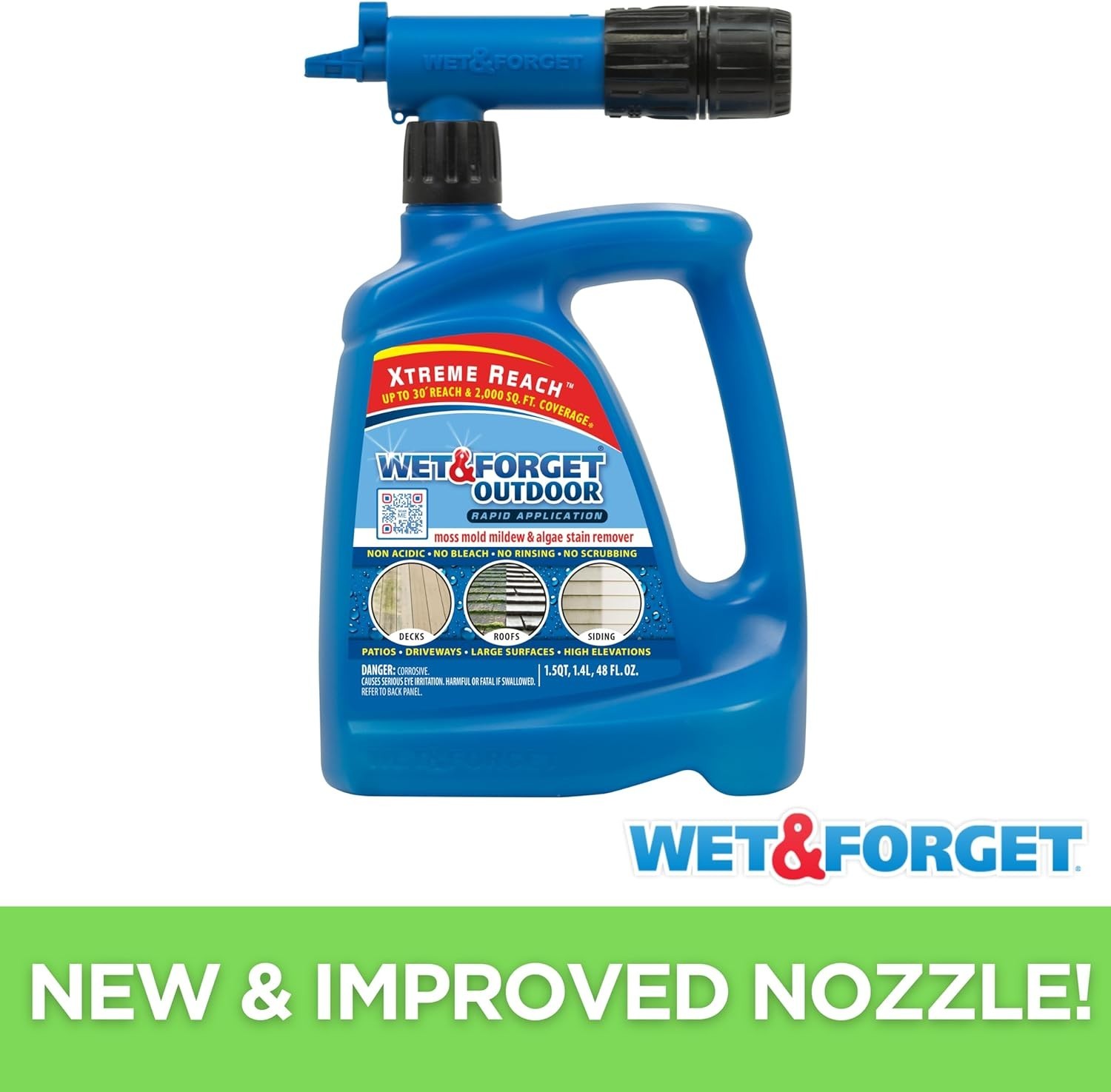 Wet & Forget Outdoor Stain Remover 48 Fl Oz 1 Pack Xtreme Reach Hose End Refill