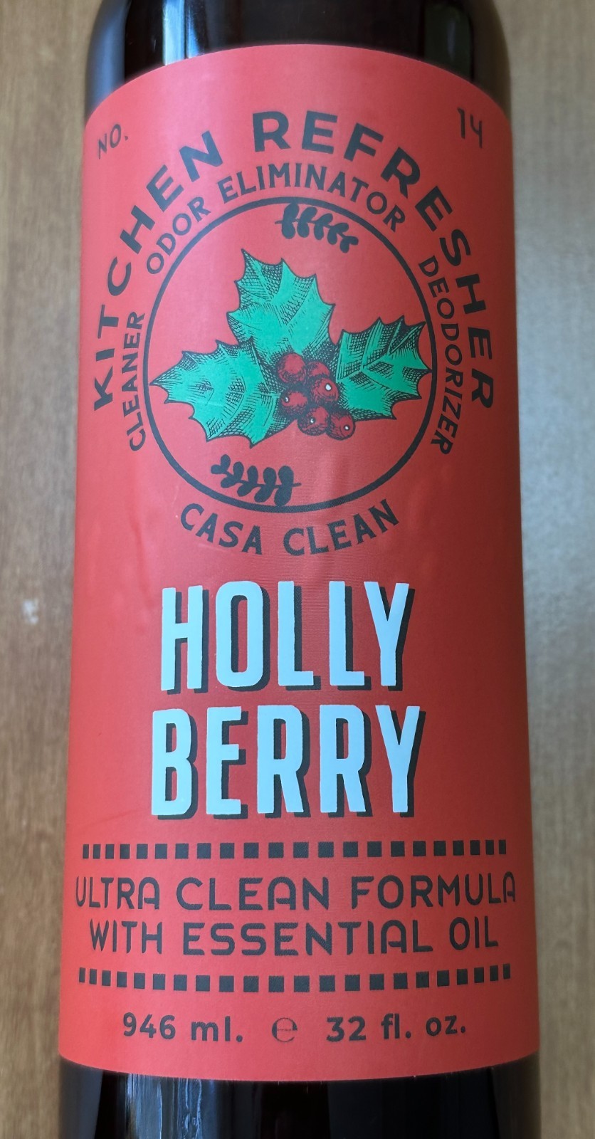 CASA CLEAN ~ HOLLY BERRY Kitchen Refresher ESSENTIAL OIL ULTRA CLEANER 946ML