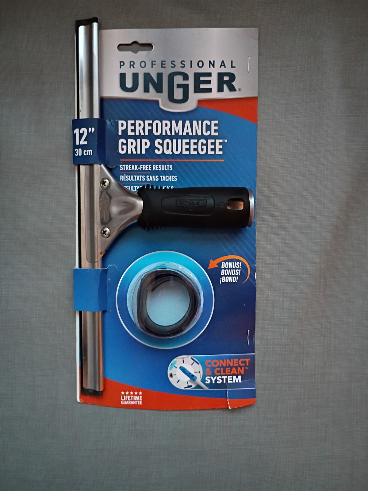 NEW Unger 981010 PERFOMANCE GRIP Squeegee with Bonus Rubber 12″ 5621701