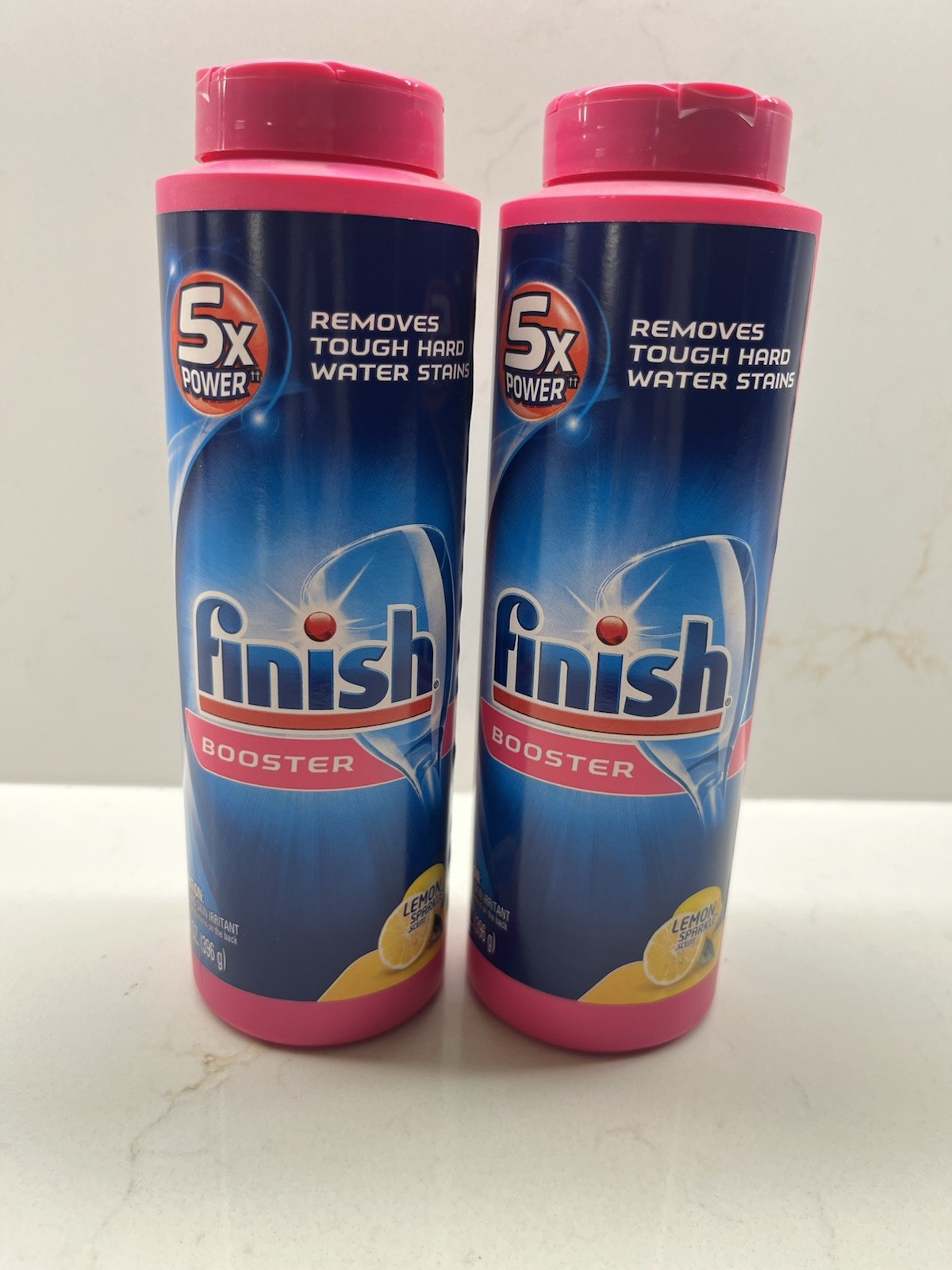 2 X Finish Booster Hard Water Powder Hard Water Lemon Sparkle Sealed 14 oz. Each