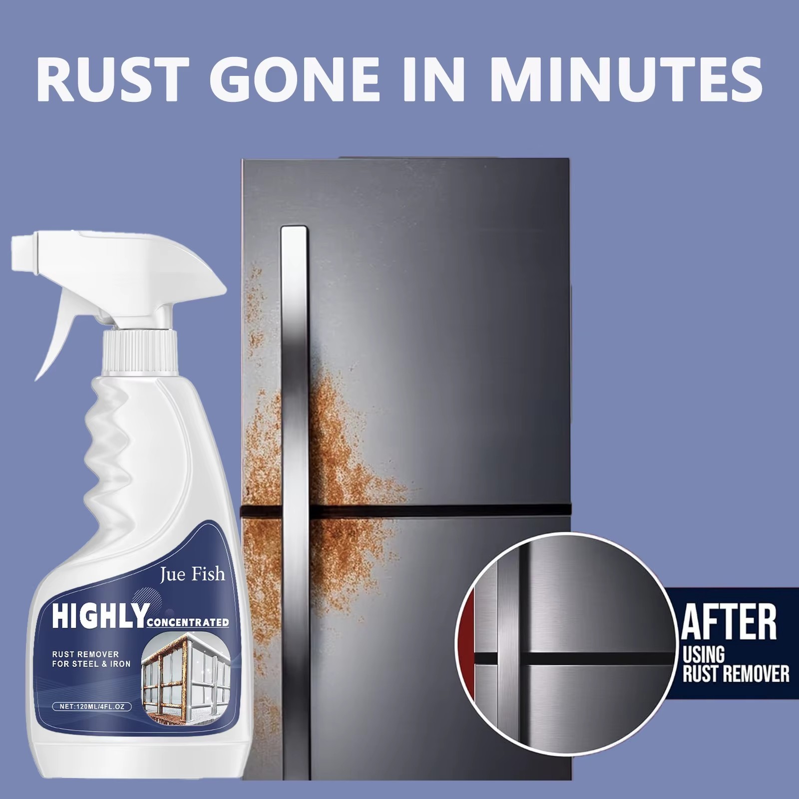 Industrial Rust Remover 120ml Highly Concentrated Fast Acting Steel Iron Cleaner