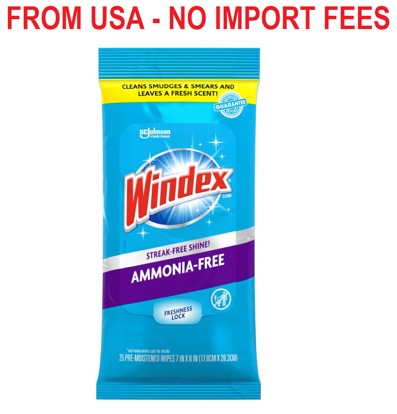 25 Count Windex Wipes Glass Cleaning Ammonia Free, Pre-Moistened Wipes for Clean