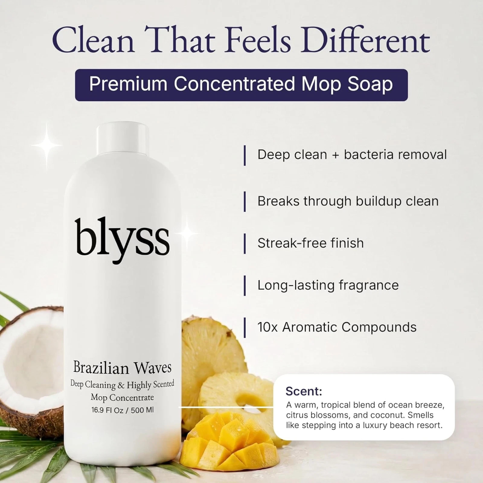 Mop Soap Brazilian Waves Floor Cleaner, Luxury Scented Hardwood Cleaner