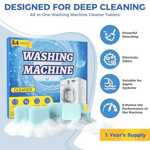 Uproot Clean Washing Machine Cleaner Tablets – 24 Pack for a 12 Month Supply. Fo