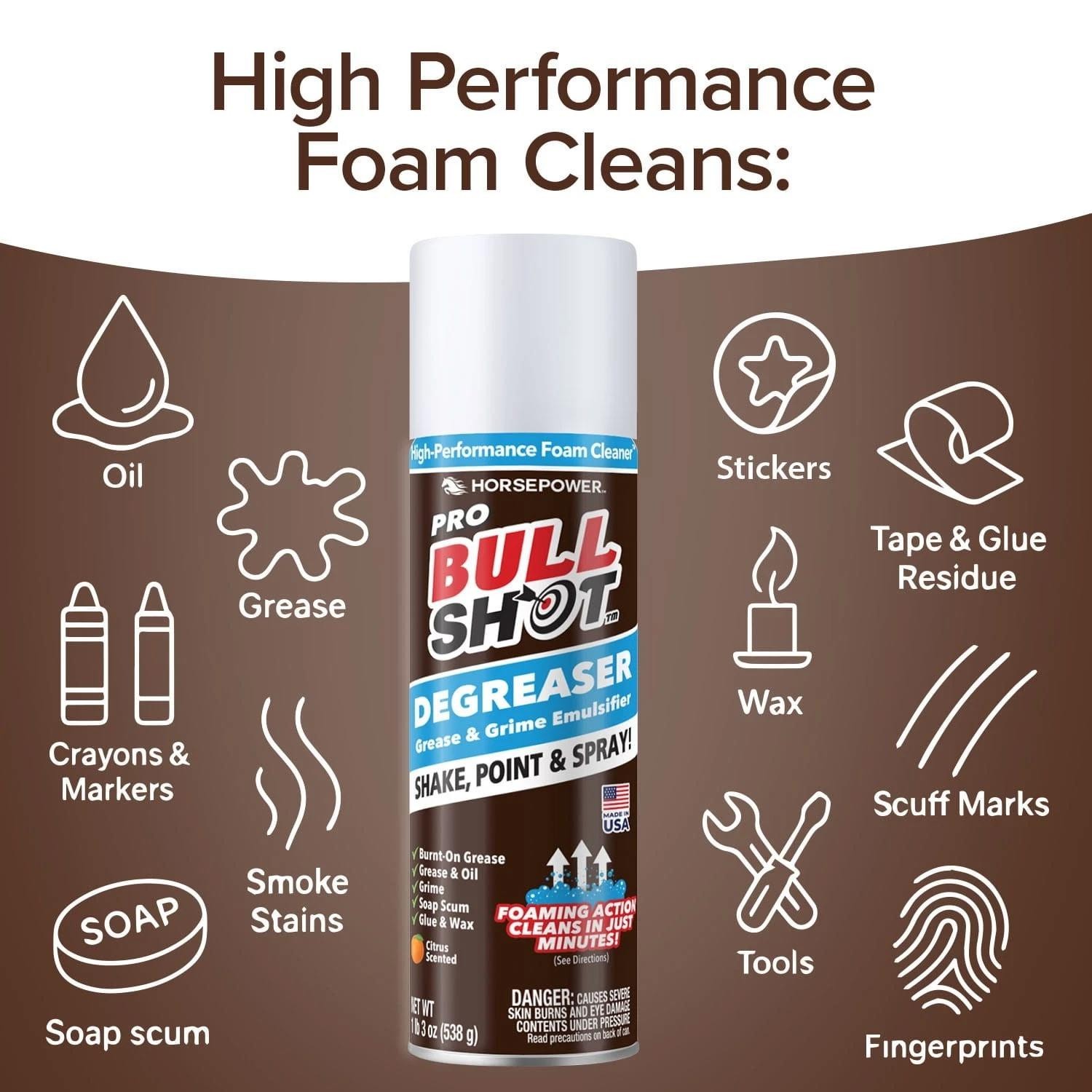 Bull Shot Degreaser Pro Foaming Grime Remover Spray Made in USA……..