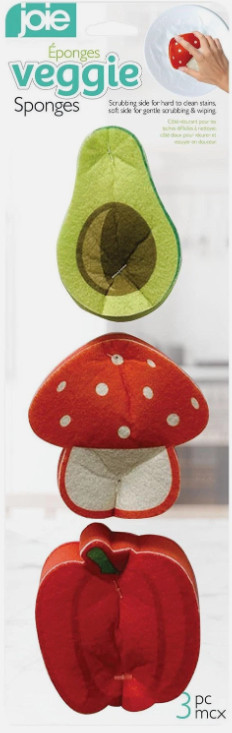 Joie Veggie Sponges, 3 Pack – 9×8.8x3cm – Fun Decorative Veggie Shaped Sponges