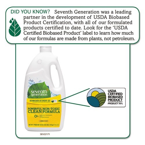 Seventh Generation Natural Automatic Dishwasher Gel, Lemon, 42 oz Bottle