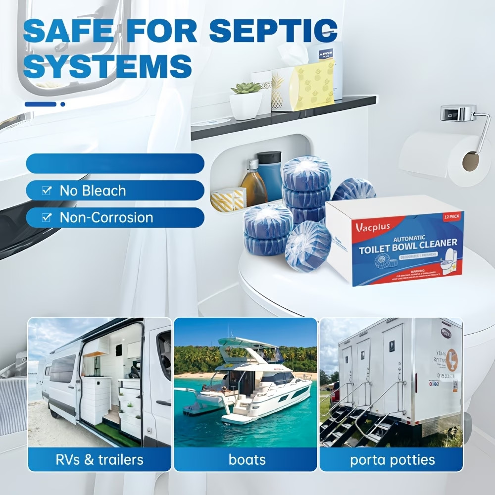 Automatic Toilet Cleaner Tablets, Easy Use for Home Hygiene RV Toilet Cleaning,