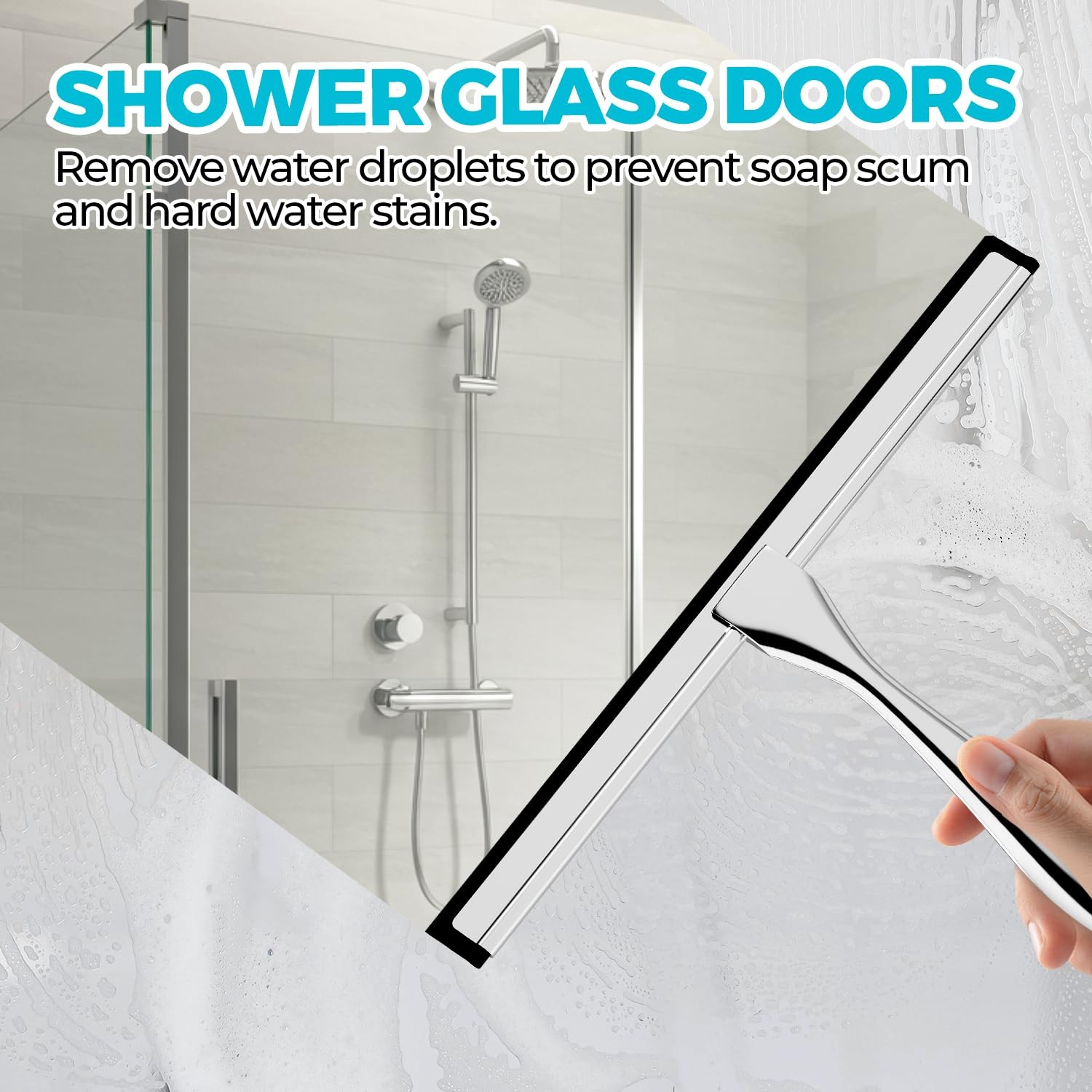 12-Inch All-Purpose Shower Squeegee for Shower Doors, Tile Shower Walls,