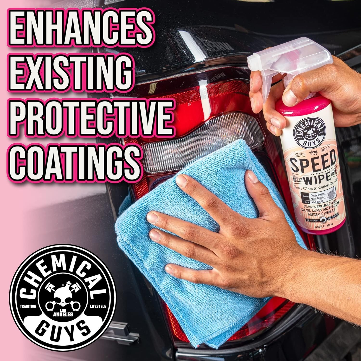 Chemical Guys Speed Wipe Quick Detailer Spray High Gloss Streak-Free Car Truck