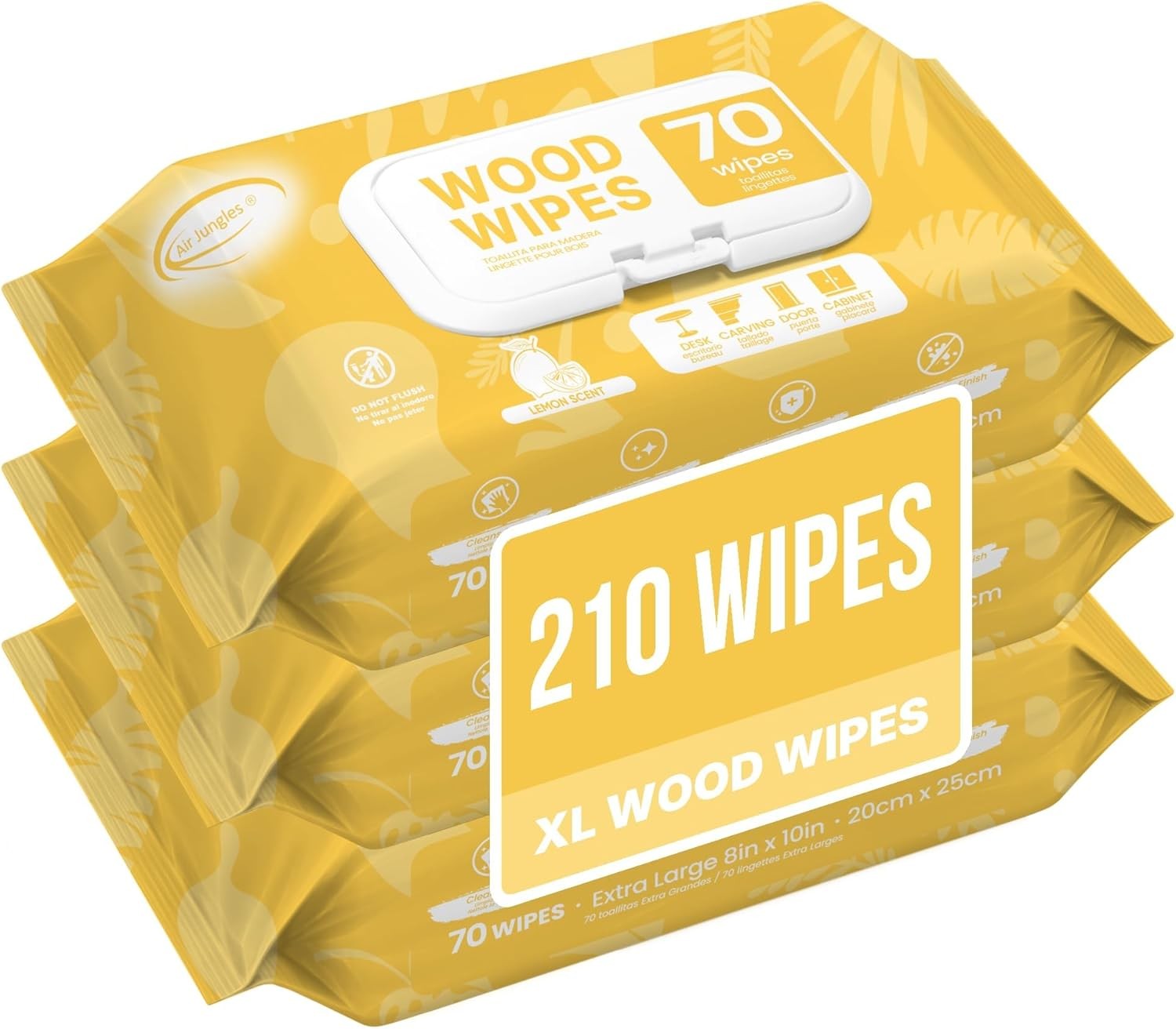 Wood Cleaner Wipes 210 Count, XL 8in x 10in Clean Polish Protect
