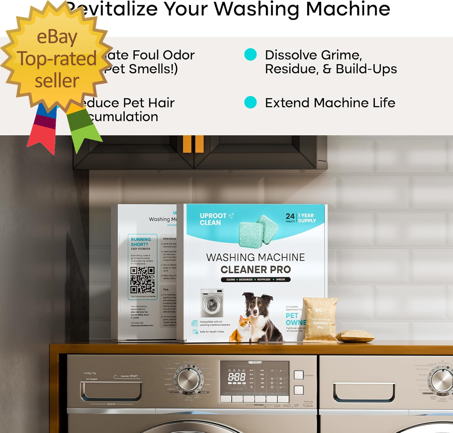 Washing Machine Cleaner Tablets – 24 Pack for a 12 Month Supply Formulated