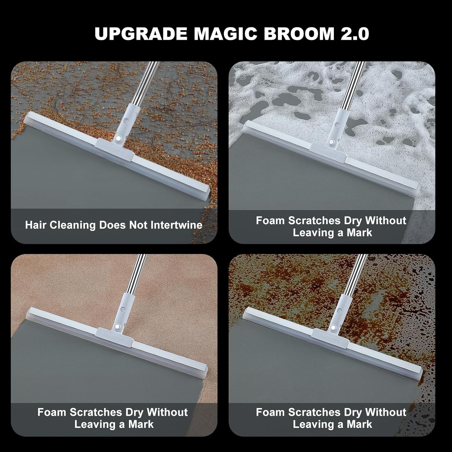 Multi-Purpose Floor Squeegee with 62″ Long Handle, 16″ Large Rubber Blade Squeeg
