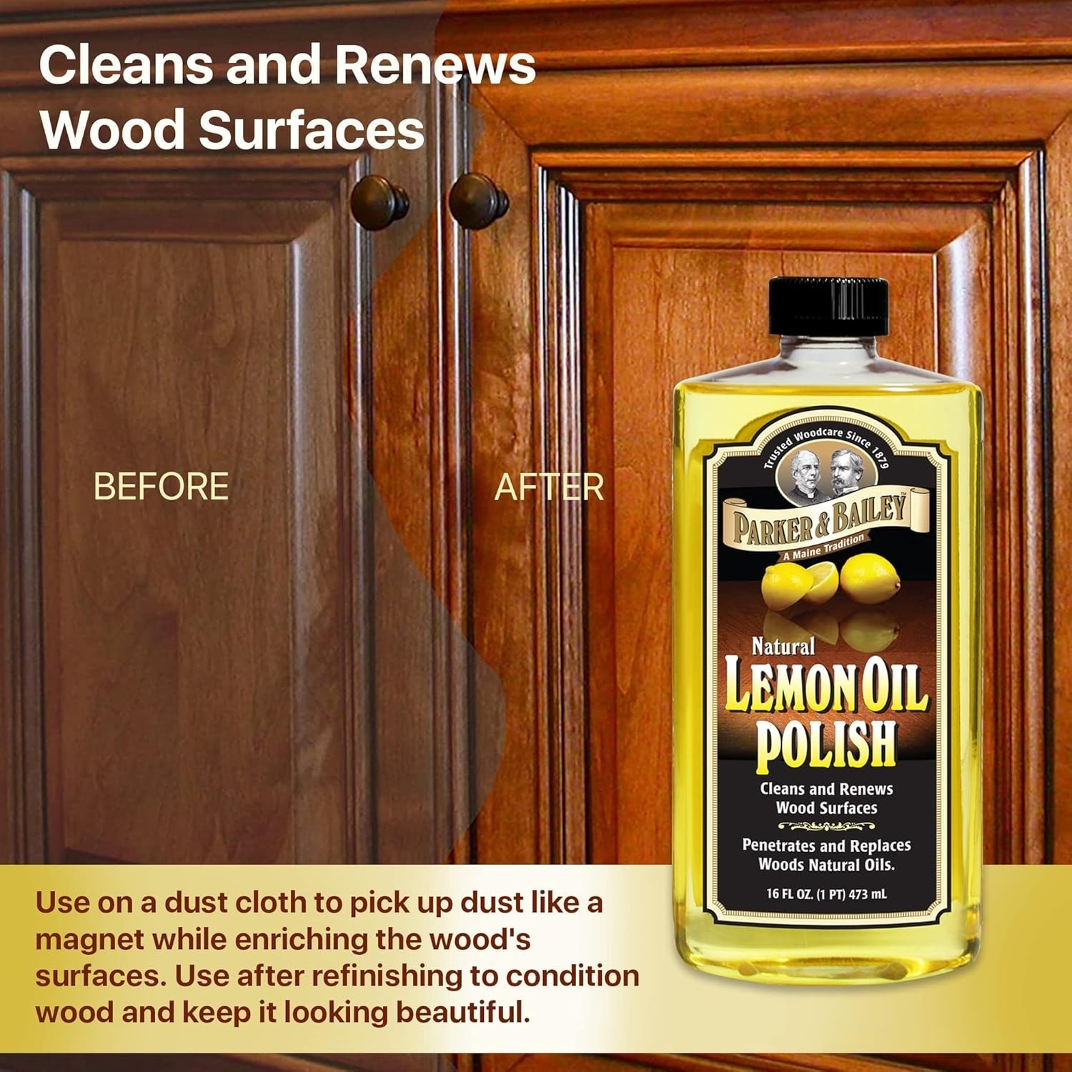 Parker & Bailey Lemon Oil Polish 16oz – Natural Furniture Cleaner with Shine