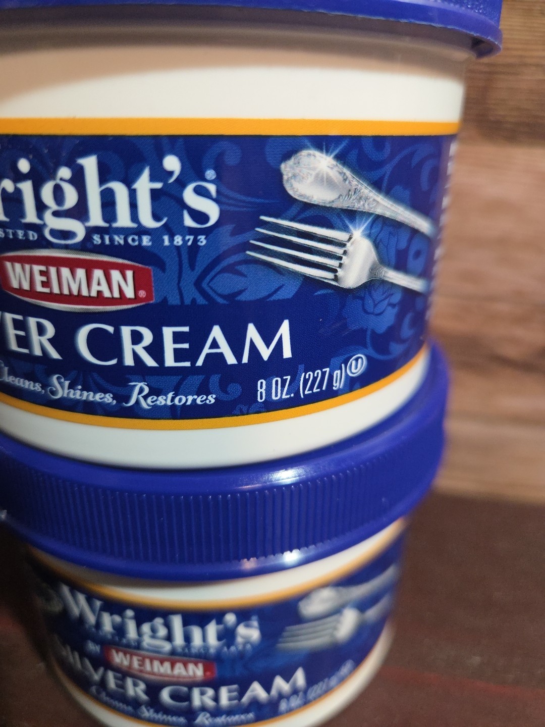 WRIGHT’S 8oz Jars ~SILVER CREAM~ Cleans/Shines/Restores! Two New Containers