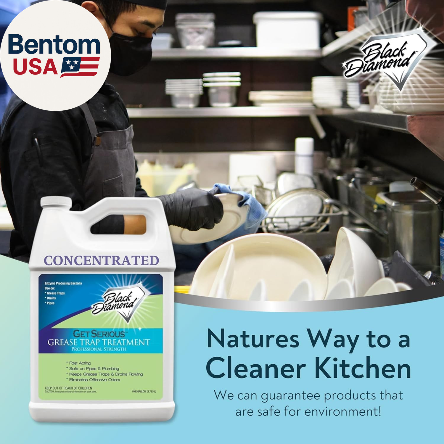 GET SERIOUS Grease Trap Treatment. Commercial Enzyme Drain Opener, Odor Control,