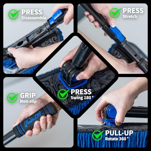 Car Duster Exterior & Interior Duster Aluminum Alloy Extendable Blue Grey