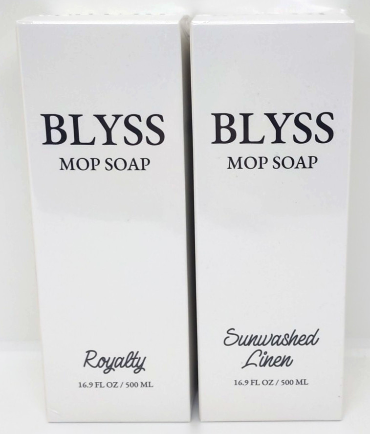 BLYSS Mop Soap Royalty & Sunwashed Linen 16.9 Oz Concentrate Exp 2029 / Lot Of 2