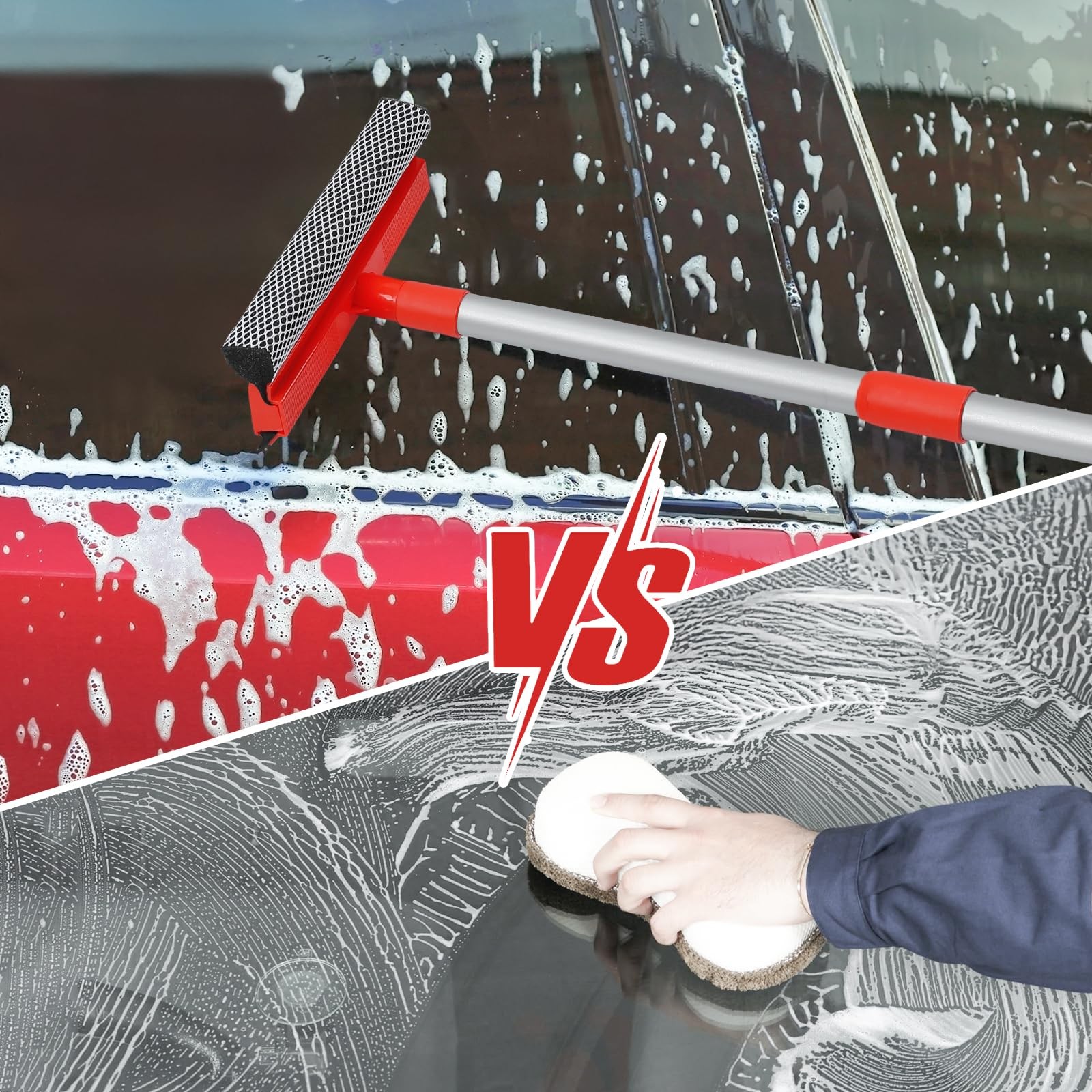Windshield Cleaner Tool 2 in 1 Car Window Squeegee with Extendable Hand