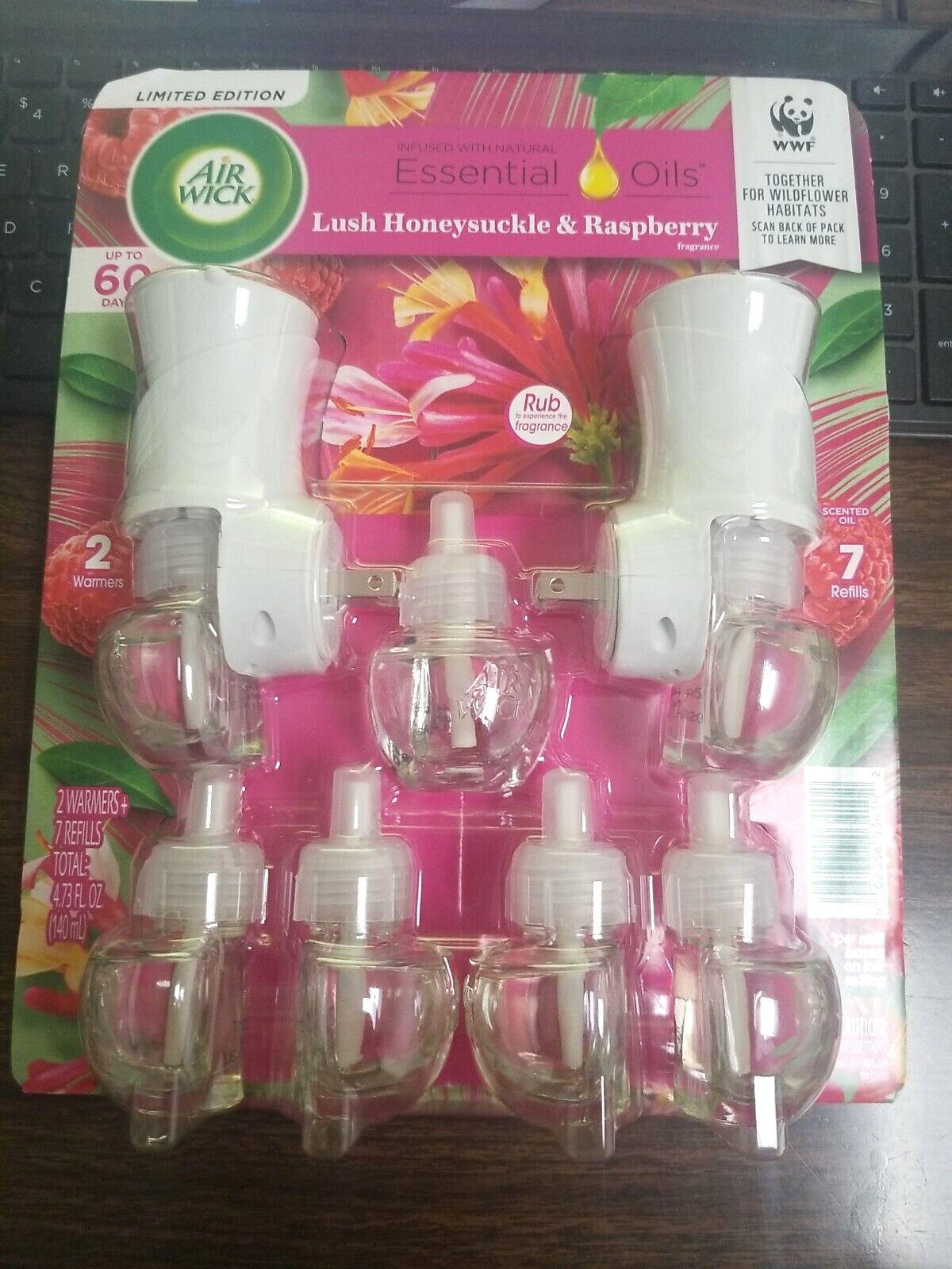 AIRWICK HONEYSUCKLE SCENTED PLUG-IN, UP TO 60 DAYS(7-0.67 oz REFILLS & 2 WARMER)