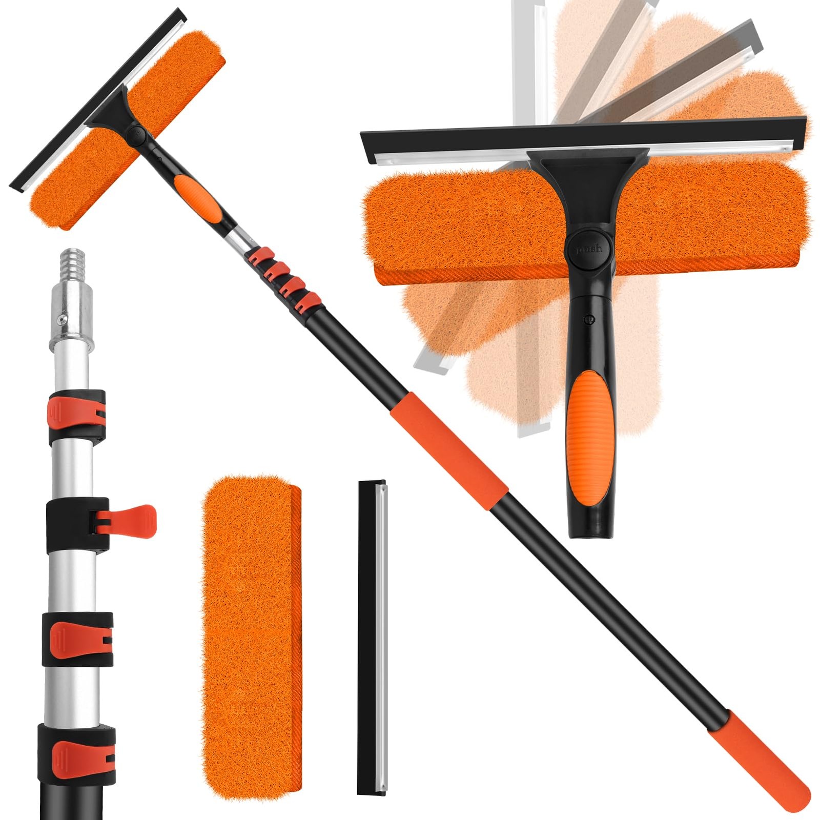 26FT High Window Cleaning Kit with Pole,2 in 1 Window Squeegee,5-20FT Profess…