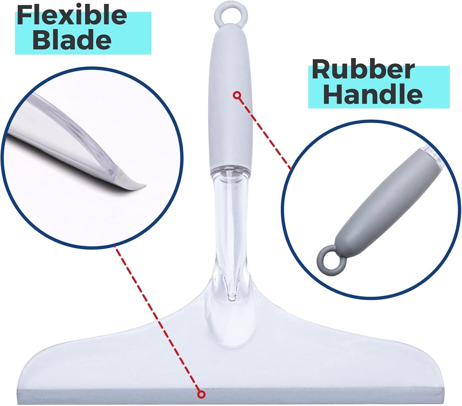 Shower Squeegee for Glass Door, 10” Rubber Water Wiper, 2 Pack