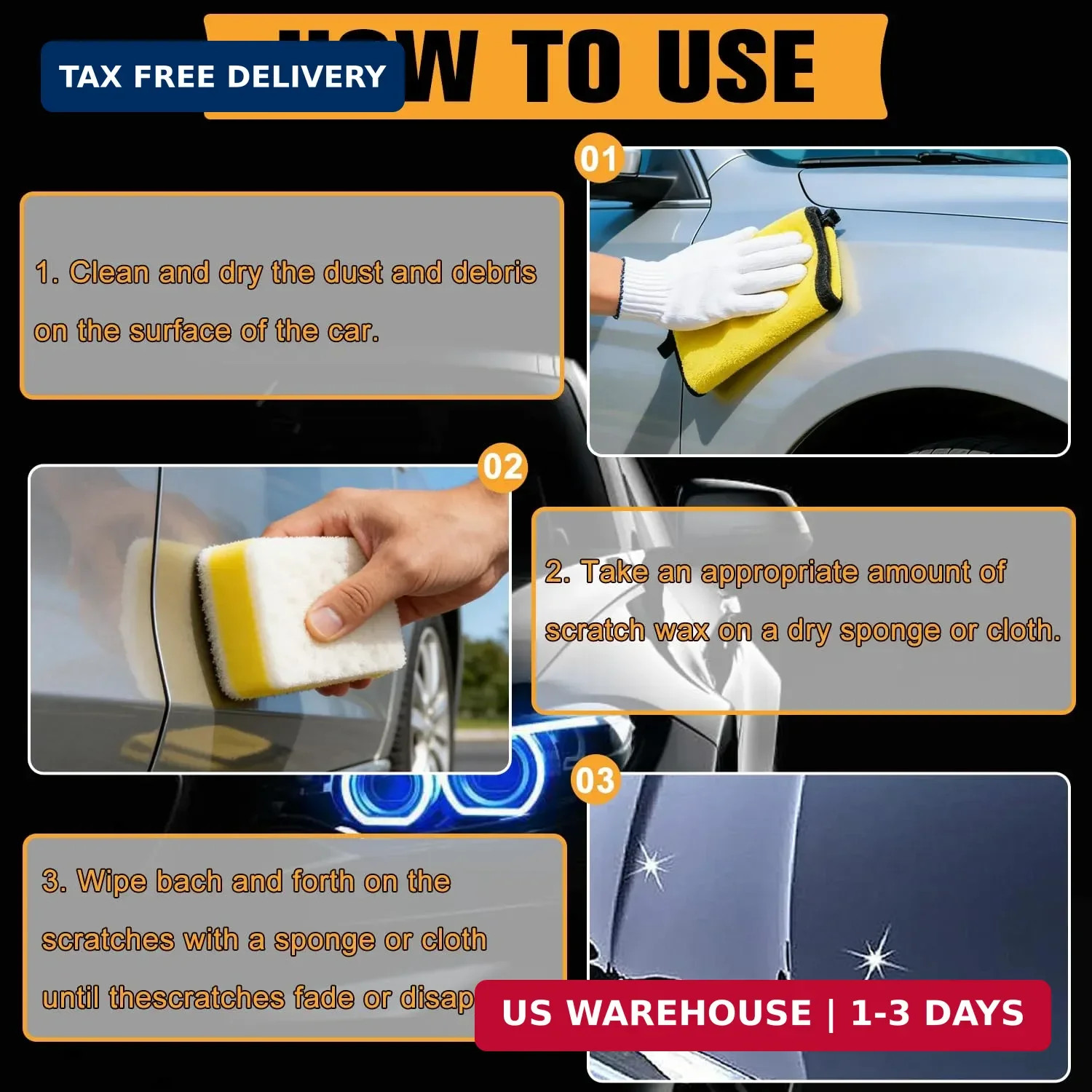 2Pcs Car Scratch Remover Wax, Universal Premium Polishing Compound for Deep Scra