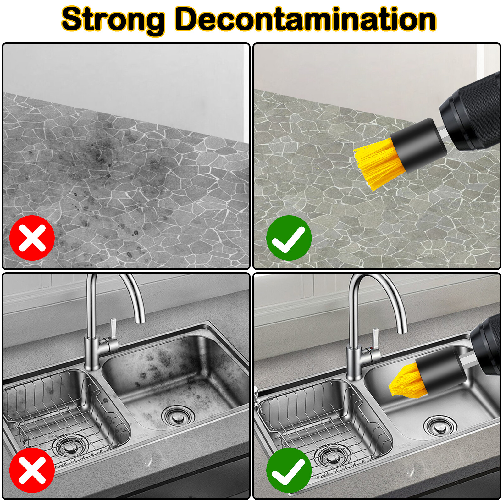 4X Drill Brush Set Power Scrubber Attachments Car Carpet Tile Grout Cleaning Kit