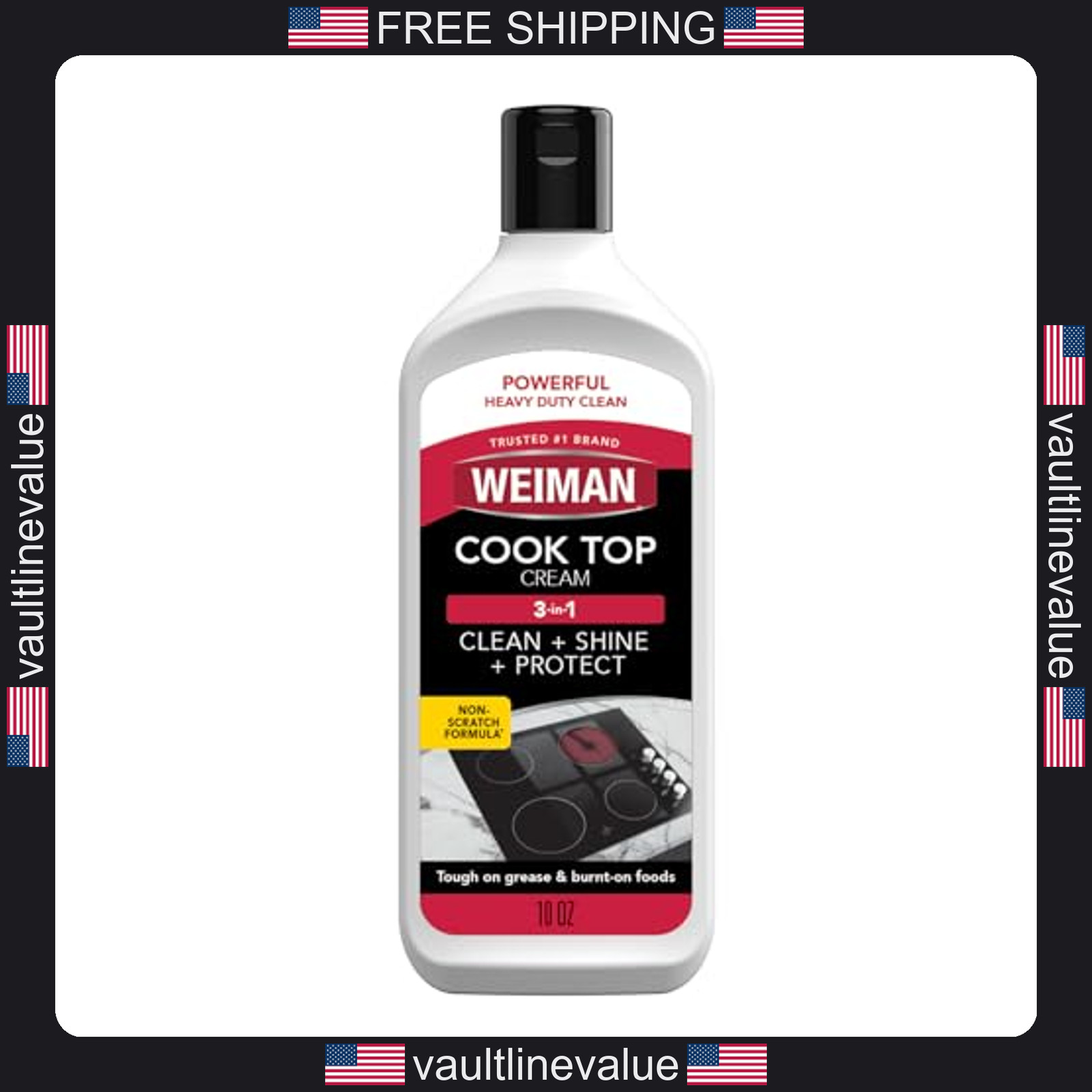 Weiman Cooktop Cleaner & Polish Heavy Duty Stove Eco Friendly 10 oz Bottle