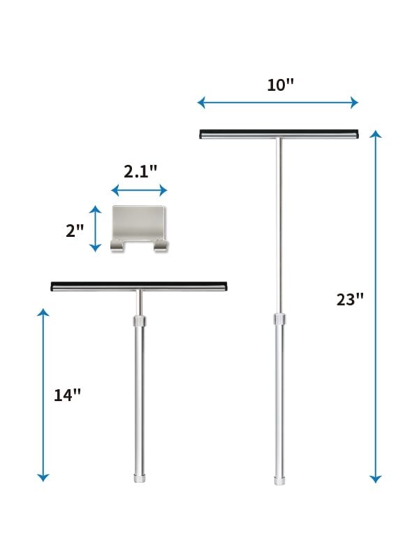 Shower Squeegee with Long Handle and Adhesive Hook. for Glass Doors, Tile Wal…