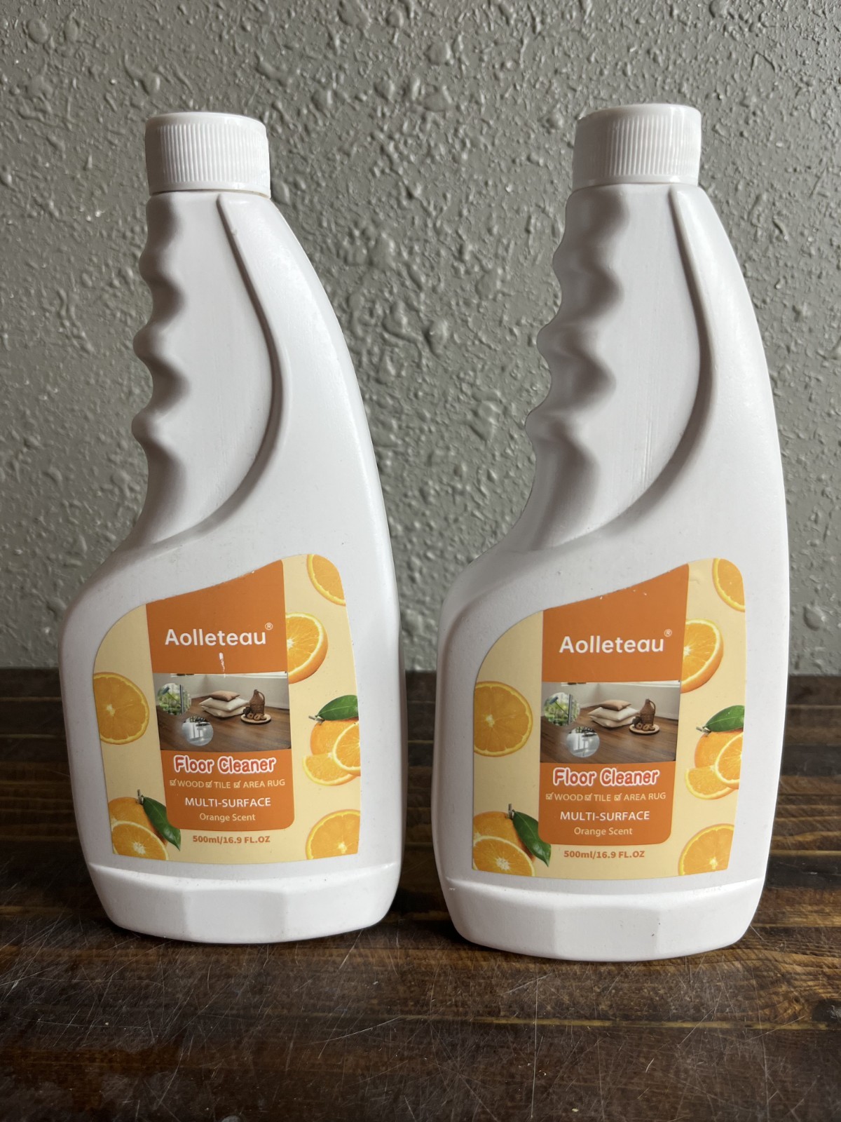 2 Pack Aolleteau Multi-Surface Floor Cleaner Orange Scent 500ml 16.9 fl oz