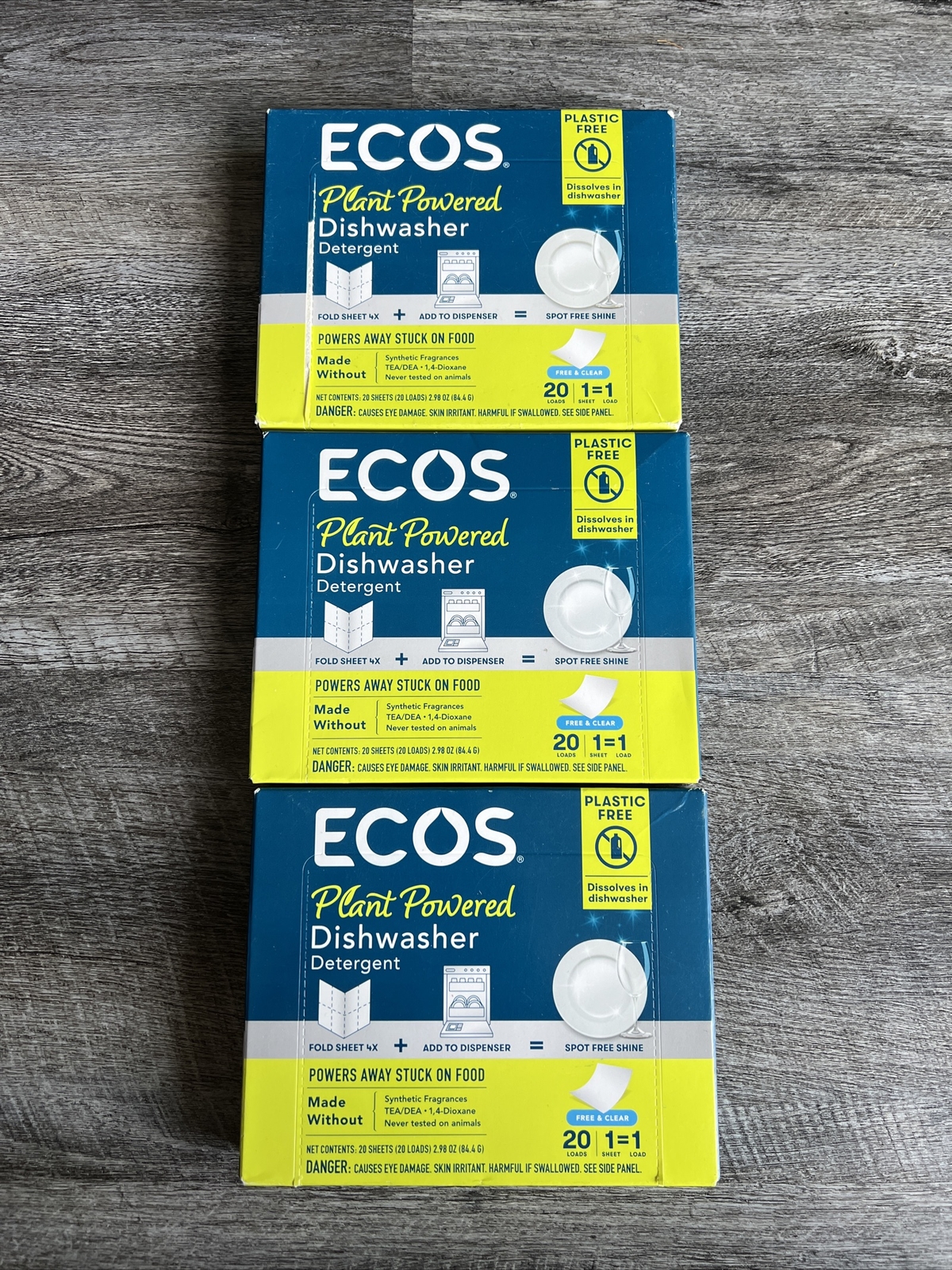 (LOT OF 3) ECOS Plant Based Dishwasher Sheets – Plastic Free – 60 Sheet/Loads