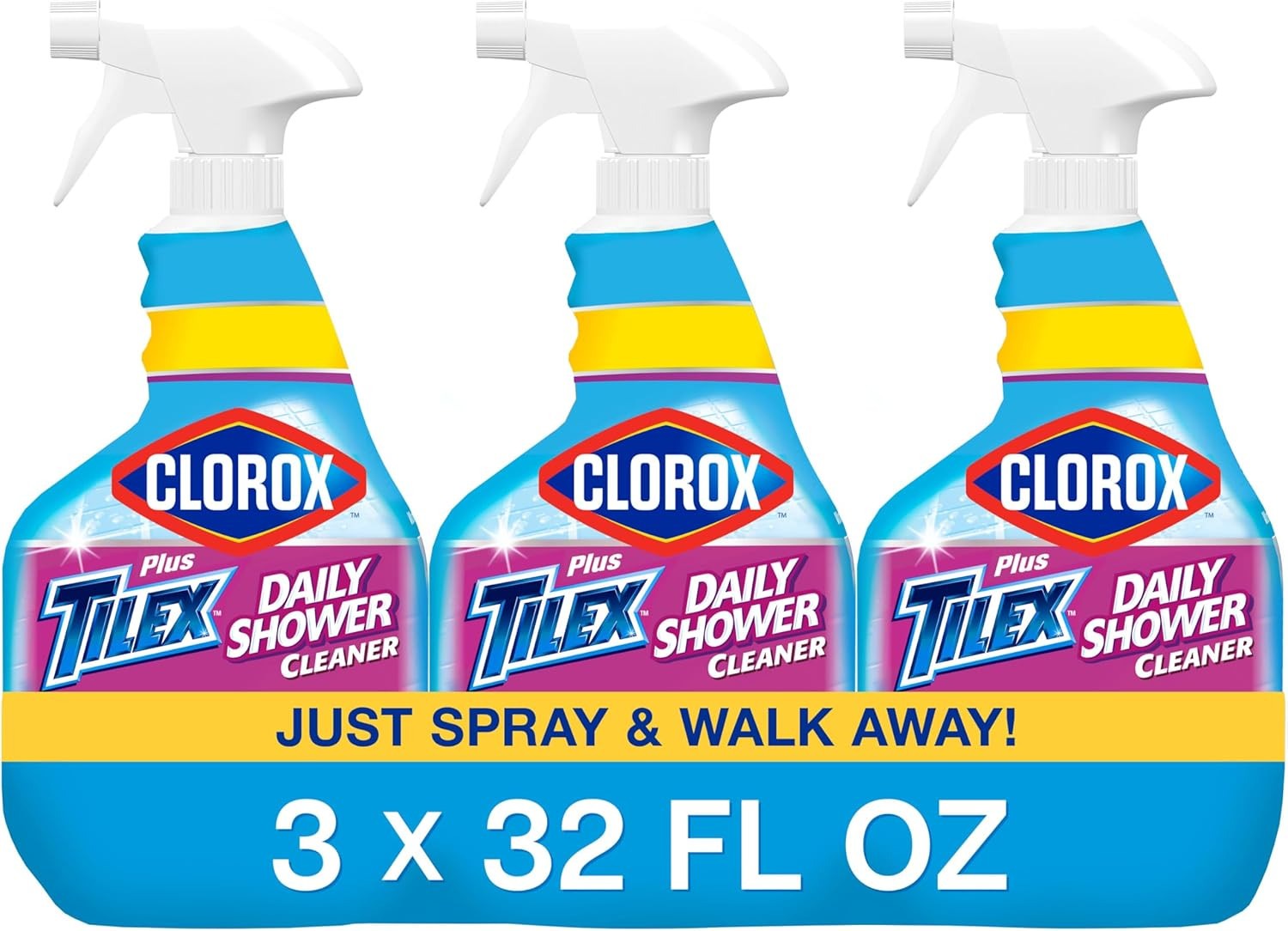 plus Tilex Daily Shower Cleaner, 32 Fluid Ounce Spray Bottle, Pack of 3