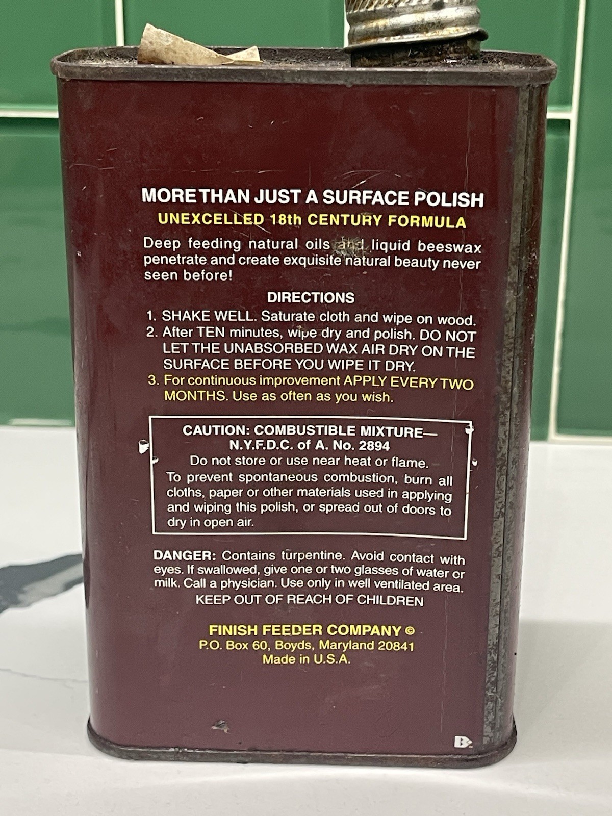Finish Feeder With Beeswax 16 Fl. Oz. Wood Polish For Furniture 90%+ FULL