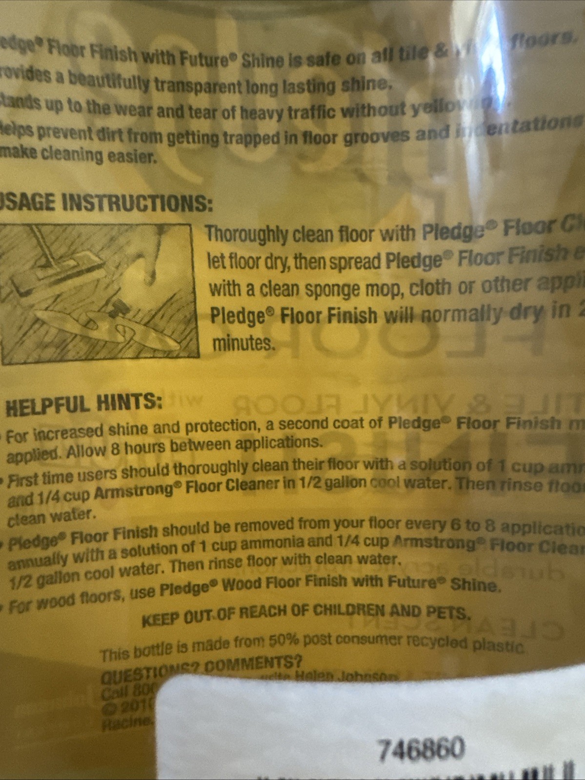 Pledge Floor Care Future Shine Tile Vinyl Floor Finish 27 fl oz discontinued
