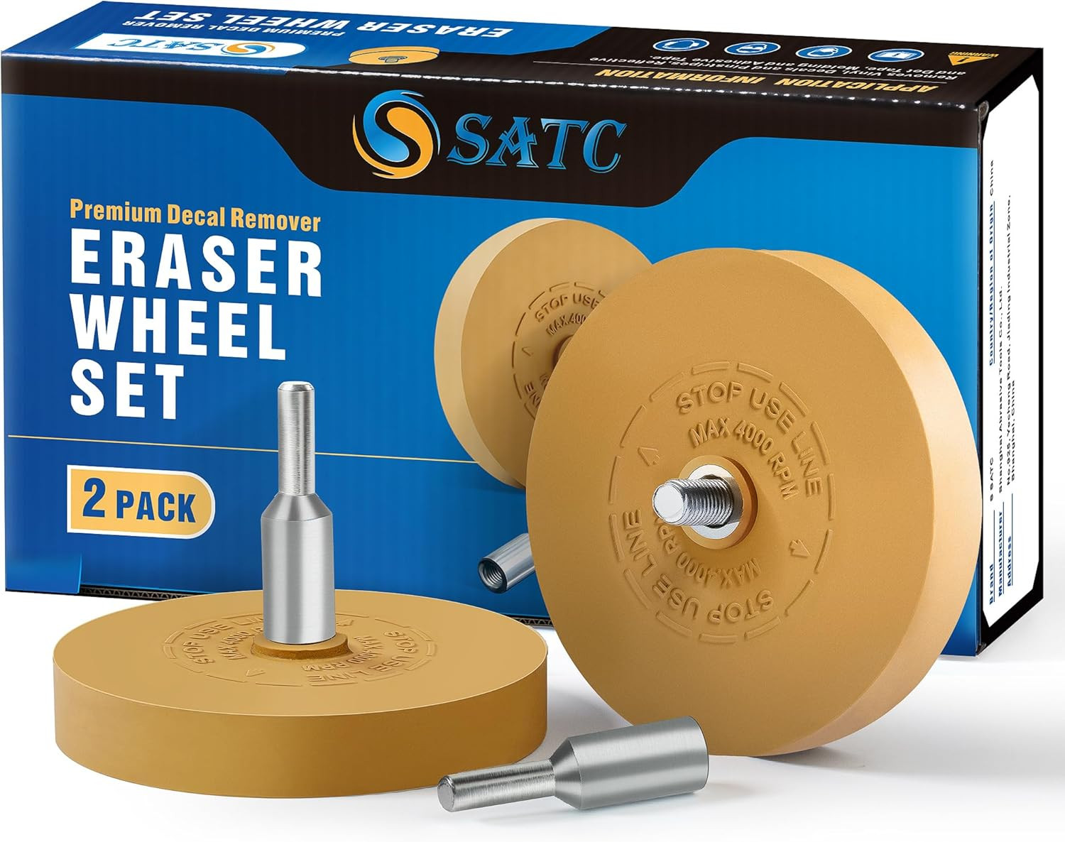 Decal Remover Eraser Wheel 2Pack Rubber Wheel Eraser with Drill Adapter Kit Car