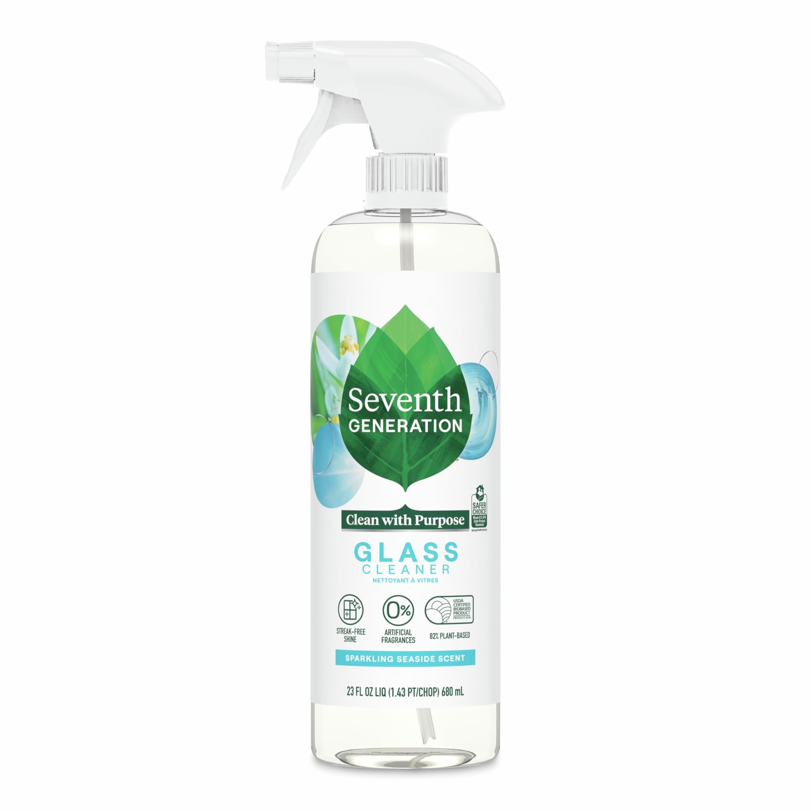 Seventh Generation Glass Cleaner Sparkling Sea 23 Fl Oz Streak Free Shine