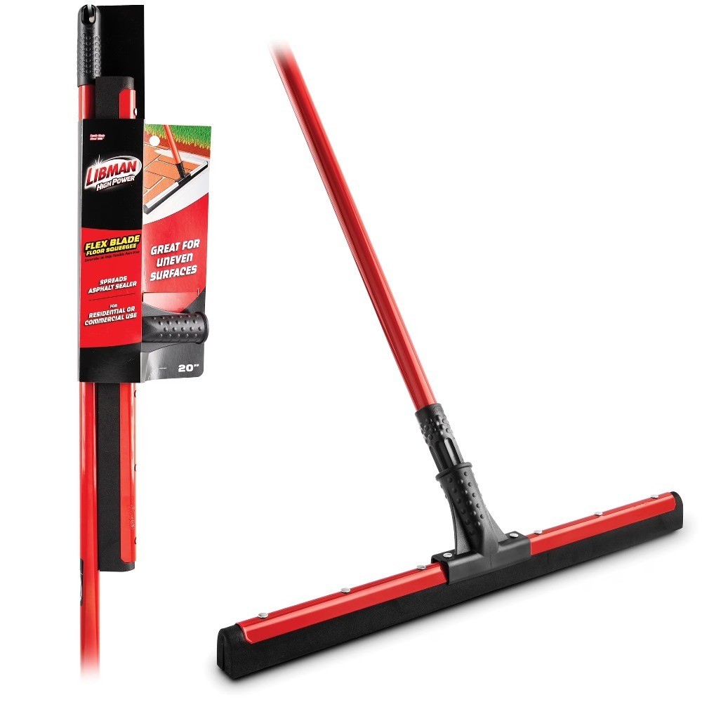 Heavy Duty Commercial Rubber Blade Floor Squeegee with Steel Handle Red