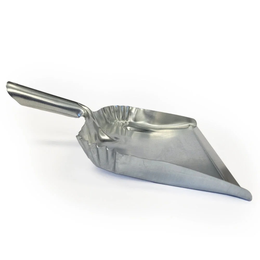 Heavy Duty Large Metal Dustpan with Long Handle for Garage Workshop