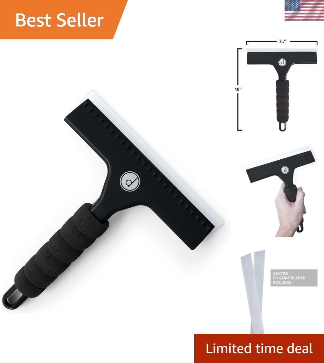 Squeegee for Shower Door, Car Windshield, and Glass Window – 2 Extra Silicone…
