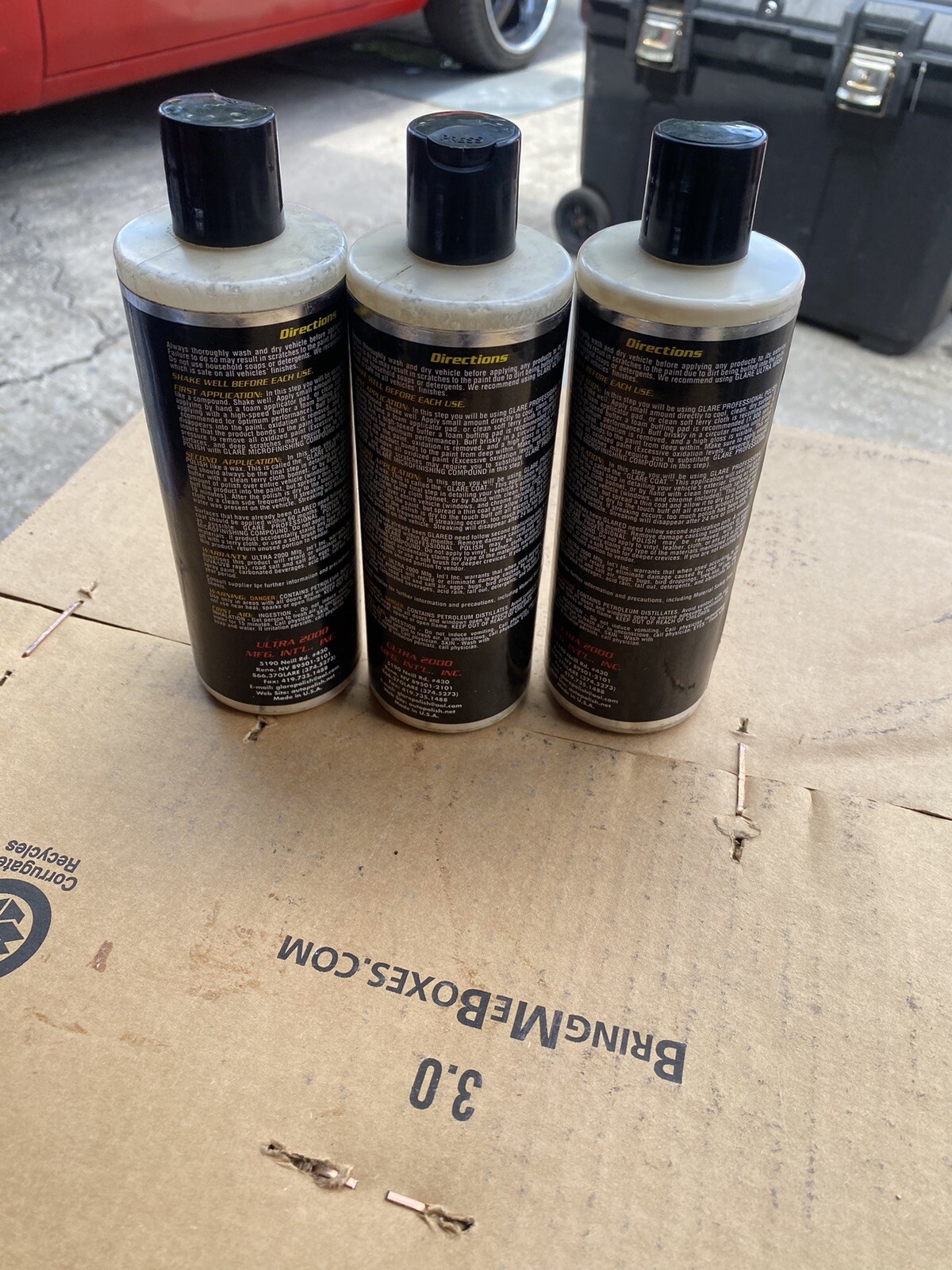 GLARE Ultra 2000 PROFESSIONAL AUTO CAR PAINT POLISH WAX 12OZ 4 BOTTLE LOT NEW!