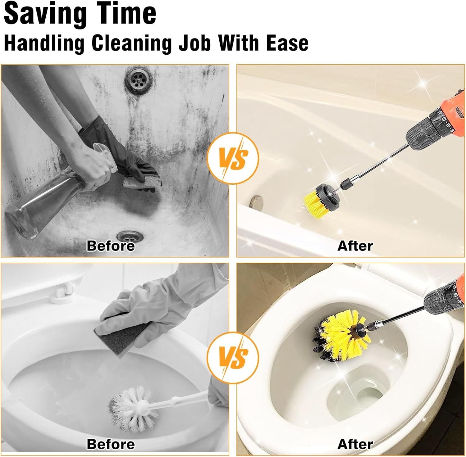 8 Pcs Drill Brush Attachment Set, Power Cleaning Scrub Brush Kit with Extend Lon