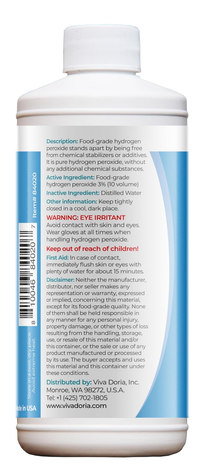 Viva Doria Hydrogen Peroxide 3 Percent, Food Grade, 3% Hydrogen Peroxide Food…
