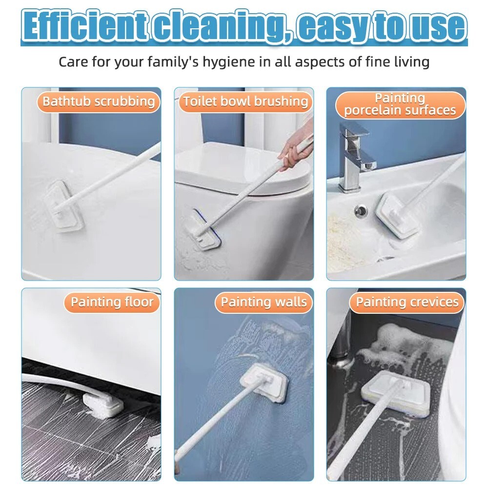 3pc Bathroom Long Handle Brush Wall Floor Scrub Bath Shower Tile Cleaning Tool