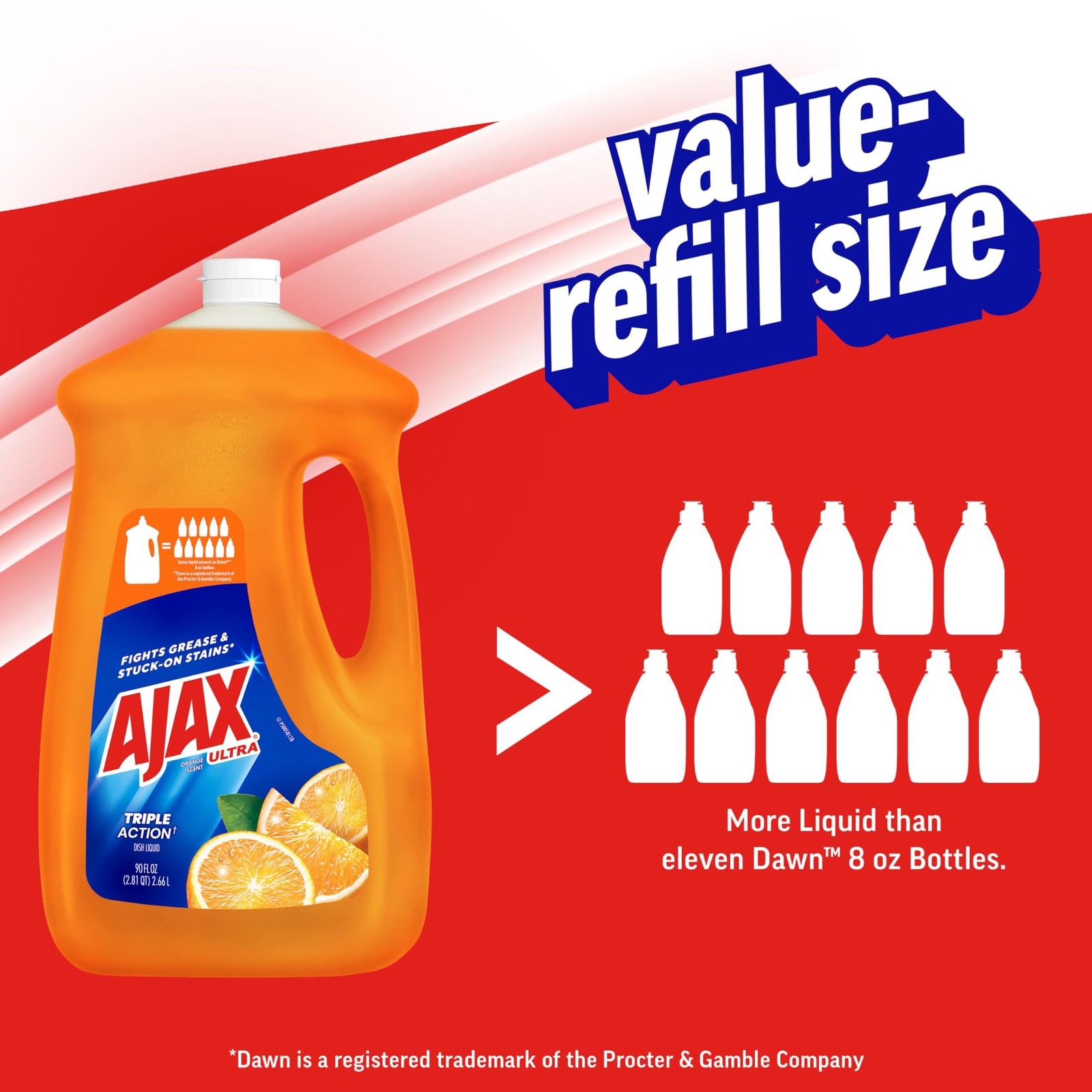 Ultra Liquid Dish Soap, Orange Scent, Triple Action, 90 fl oz Bottle