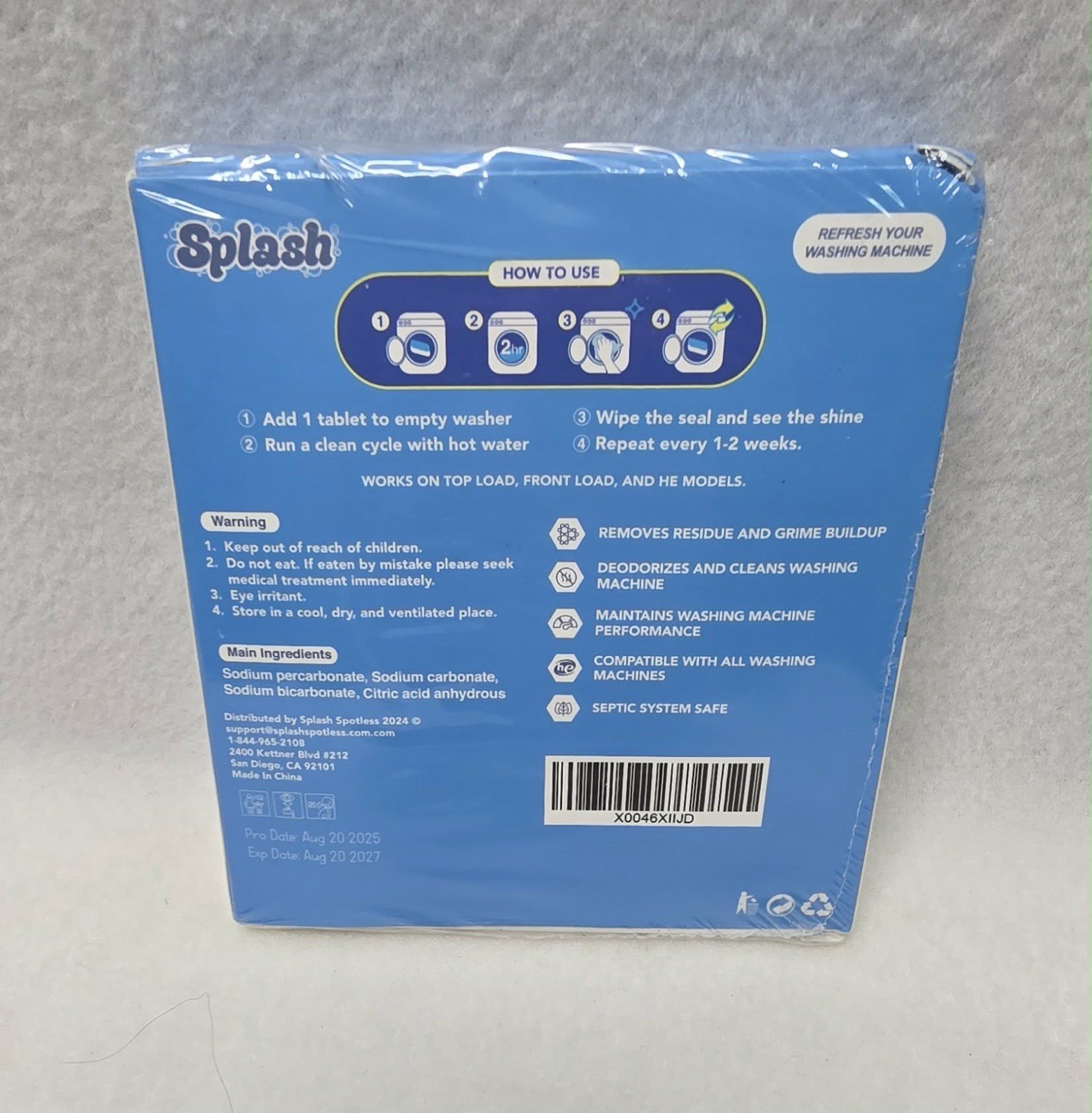 Splash Eco Friendly Washing Machine Cleaner Pack of 6 120g Tablets Safe Septic