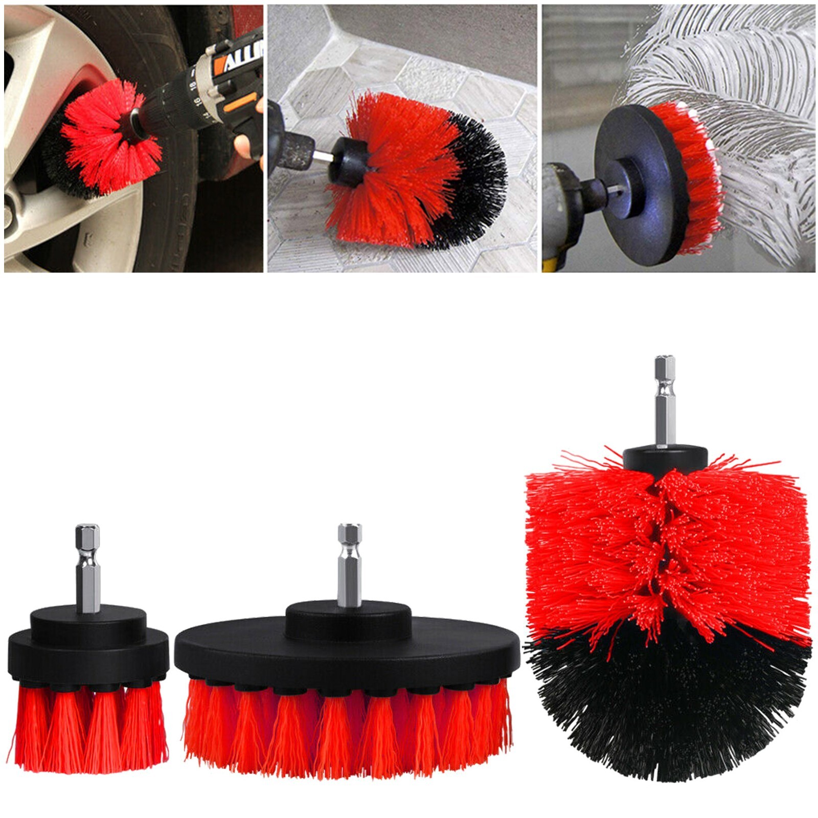 Power Scrubber Drill Brush Set Cleaner Spin Tub Shower Tile Grout Wall 5 Brushes