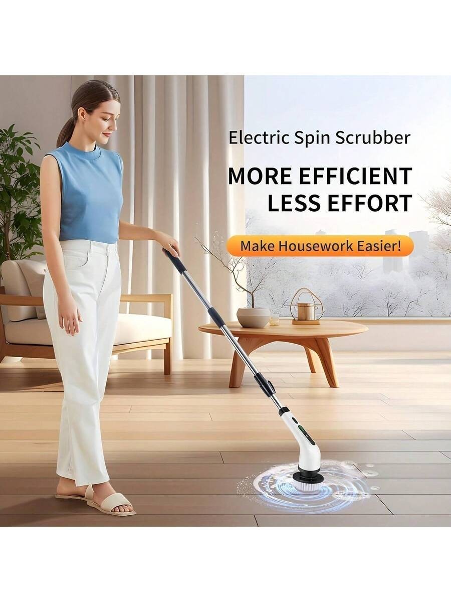 8 IN 1 Electric Spin Scrubber Cordless Power Cleaning Brush Rechargeable Cleane