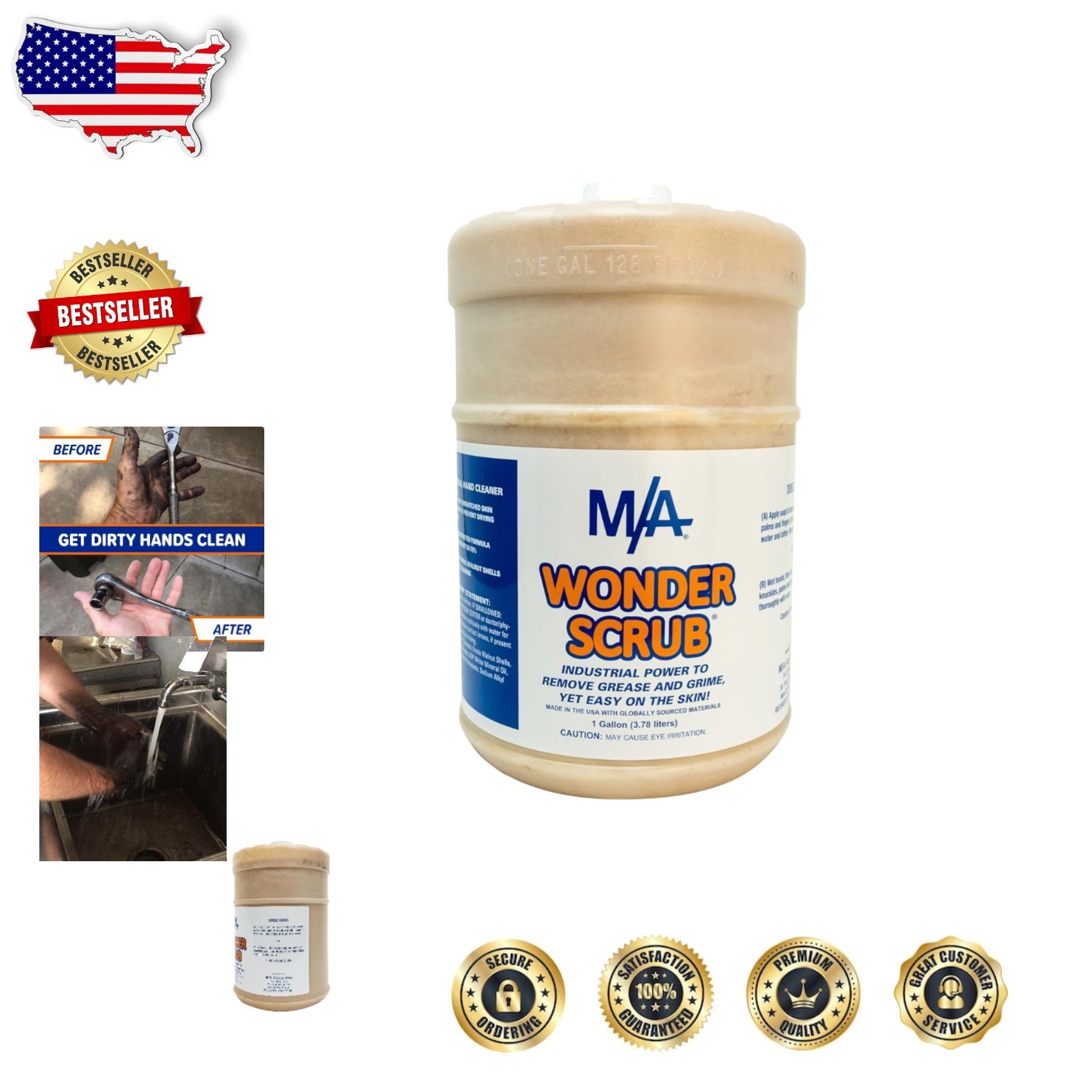 Mechanic’s Hand Soap 1 Gallon – Natural Walnut Shell, Sensitive Skin Formula