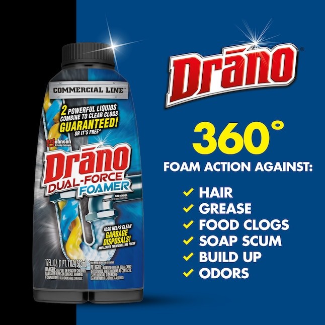 Drano Dual-Force Foamer Clog Remover 17 Fluid ounce(s) Drain Cleaner Pour bottle